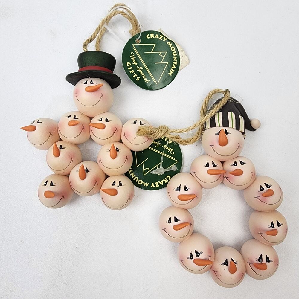 Crazy Mountain Gifts Snowman Super Cute Mr & Mrs Snowman + Kids Ornaments NWTs